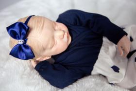 Bebê Reborn Menina Realista Dormindo Kit Twin B - Mundo Azul e Rosa