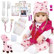 Bebê Reborn Menina Realista Silicone Girafinha 22 Acessórios