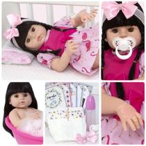 Bebê Reborn Menina Realista Silicone Morena 13 Acessórios Bebê Reborn Menina Realista Silicone Morena 13 Acessórios