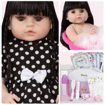 Bebê Reborn Menina Recem Nascida Princesa Vestido Preto Fofa