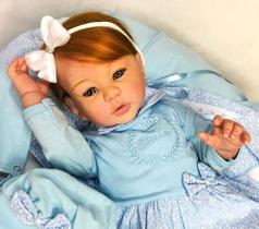 Bebê Reborn Menina Ruiva Lindíssima Toma Banho, Enxoval Completo, Documentos, Certidão, Ultrassom, 50cm de Altura, Marca do pezinho e vacina
