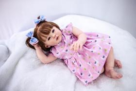 Bebê Reborn Menina Silicone, Banho Cabelo Fio A Fio Baby