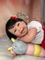 Bebê reborn menina sorrindo cabelo fio a fio pronta entrega