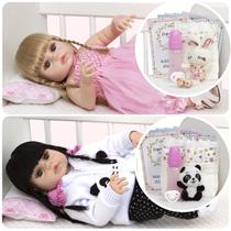Bebe Reborn Meninas Gêmeas Loira Morena Panda Bailarina