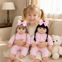 Bebê Reborn Meninas Gêmeas Loira Morena Realista Pode Banho