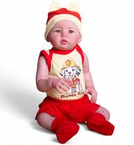 Bebê Reborn Menino Abigail Roupa de Bombeiro - Mundo Kids