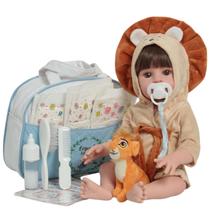 Bebê Reborn Menino Boneco Arthur Roupão Leãoznho + Itens