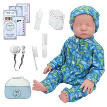 Bebê Reborn Menino Corpo Silicone Com Bolsa Acessórios