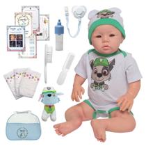 Bebe Reborn Menino Corpo Silicone Olhos Azuis Bolsa Itens