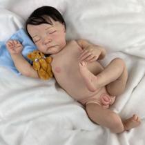 Bebe Reborn Menino Dormindo Corpo Silicone Cabelo Fio A Fio - Ana Dolls