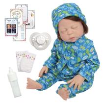 Bebê Reborn Menino Dormindo Fio a Fio Com Kit Acessórios