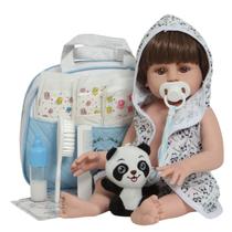 Bebê Reborn Menino Enxoval Saída de Banho Panda Completo