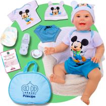 Bebê Reborn Menino Original Mayze Realista de Silicone Pode Dar Banho e Bolsa Maternidade