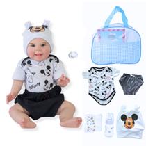 Bebê Reborn Menino Original Mazie Realista de Silicone Pode Dar Banho e Bolsa Maternidade
