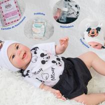 Bebê Reborn Menino Realista Articulado Corpo de Silicone Pode Dar Banho Roupa Mickey - ADORA REBORN
