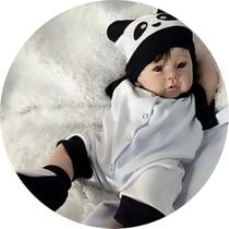 Bebe Reborn Menino Realista Enxoval Panda - Mundo Azul e Rosa