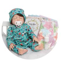 Bebe Reborn Menino Realista Fio a Fio Pijama Mar E Itens