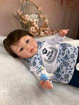 Bebê Reborn Menino Realista Olhos Azuis Com Enxoval Completo