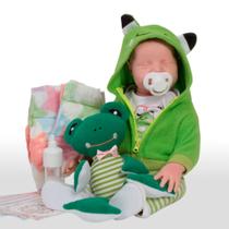 Bebê Reborn Menino Realista Sapinho com Pelúcia + Itens