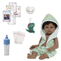 Bebê Reborn Menino Recém Nascido Negro Roupão Jacaré + Itens Bebê Reborn Menino Recém Nascido Negro Roupão Jacaré + Itens