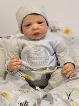 Bebê Reborn Menino RecémNascido Realista Fofo Cabelo Fio a Fio, Corpo Tecido, Enxoval Completo Pronta Entrega