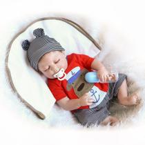 Bebê Reborn Menino Silicone Cabelo Implantado Fio a Fio