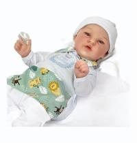Bebê Reborn Menino Silicone Corpinho Inteiro, Enxoval completo com 17 Itens, Toma Banho, 50CM de altura