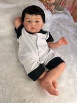 Bebê reborn menino silicone macio para banho com chupeta