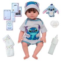 Bebê Reborn Menino Stitch Com Acessórios Corpo 100% Vinil