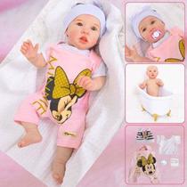 Bebê Reborn Minnie Boneca Saskia Realista RecémNascida Corpinho Silicone