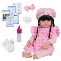 Bebe Reborn Morena Corpo de Vinil Pode Molhar Kit 13 Itens Bebe Reborn Morena Corpo de Vinil Pode Molhar Kit 13 Itens