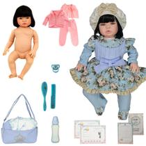 Bebê Reborn Morena Corpo Siliconado Azul Bebê Cegonha Dolls
