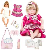 Bebê Reborn Morena Enxoval Baby Dolls 16 Itens Recém Nascido - Sidnyl