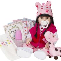 Bebê Reborn Morena Girafa Fofa 100% Silicone Realista Bonita