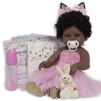 Bebe Reborn Negra Princesa Coelhinha Com Chupeta 13 Itens Bebe Reborn Negra Princesa Coelhinha Com Chupeta 13 Itens