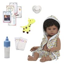 Bebê Reborn Negro Cabelo Cacheado Saída de Banho Girafinha Bebê Reborn Negro Cabelo Cacheado Saída de Banho Girafinha