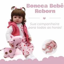 Bebê Reborn Poly Boneca Realista Pode dar Banho 48CM Girafinha Anjos e Bebês Ref.U056