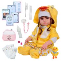 Bebê Reborn Princesa Corpo Silicone Patinho Pelúcia Fofa