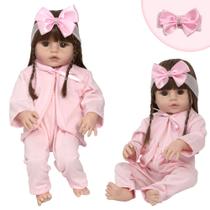 Bebe Reborn Princesa Laura Cabelo Grande Roupinha Pagão Rosa