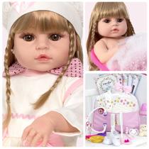 Bebe Reborn Princesa Laura Cabelo Loiro Enxoval Completo