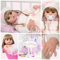 Bebê Reborn Princesa Sofia 100% Silicone Loira 24 Acessórios