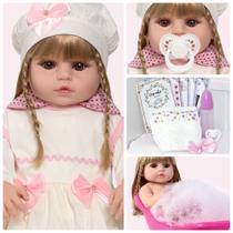 Bebê Reborn Real Princesa Corpo Silicone Loira Com Chupeta