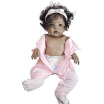 Bebê Reborn Realista Abigail Negra - Boneca Vinil + Enxoval - Brinquedo