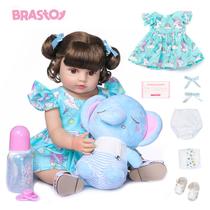 Bebê Reborn Realista Brastoy Boneca ou Boneco Silicone Kit Conjunto de Roupa Chupeta Mamadeira e Pelúcia Original Completo