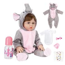 Bebê Reborn Realista Brastoy Boneca ou Boneco Silicone Kit Conjunto de Roupa Chupeta Mamadeira e Pelúcia Original Completo