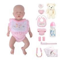 Bebê Reborn Realista Brastoy Boneca Silicone Sólido 35cm Com Kit Conjunto de Roupa Chupeta Mamadeira e Pelúcia Pode Tomar Banho