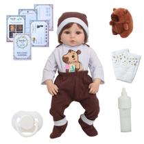 Bebê Reborn Realista Capivara Cabelo Castanho Fio a Fio