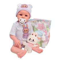 Bebê Reborn Realista Corpo de Silicone Com Pelúcia Kit Itens
