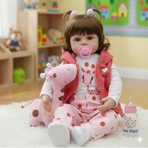 Bebê Reborn Realista Corpo de Silicone Com Pelucia New Happy