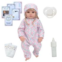 Bebe Reborn Realista Corpo Silicone Loira Cabelo Longo Itens